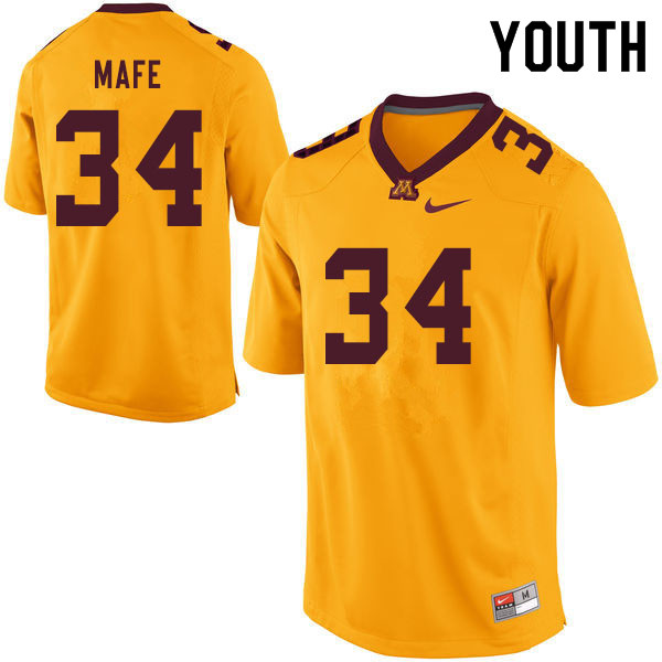 Youth #34 Boye Mafe Minnesota Golden Gophers College Football Jerseys Sale-Yellow